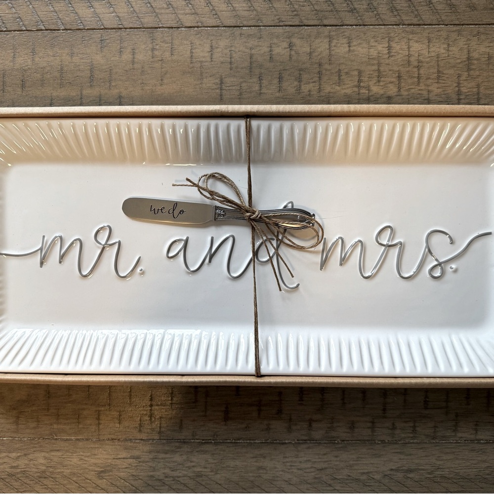 Mud Pie Mr. & Mrs. Platter Set Engagement Wedding Gift